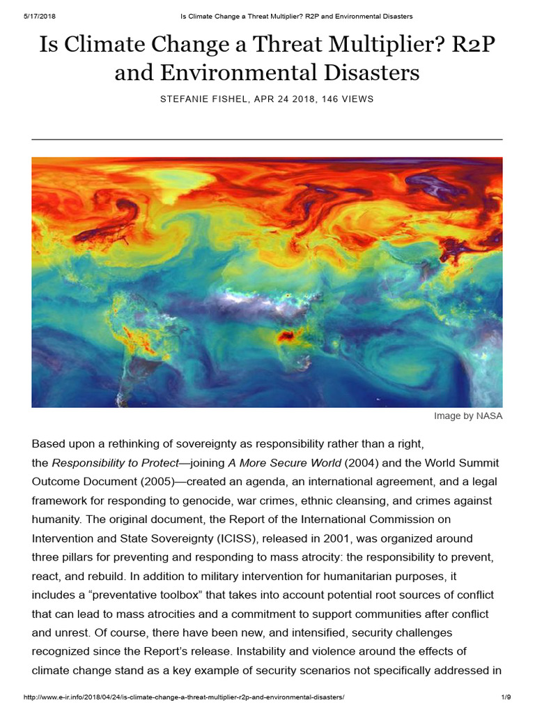 Is Climate Change A Threat Multiplier - R2P and Environmental Disasters ...