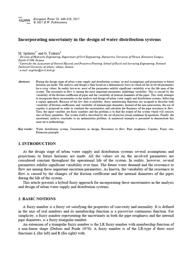 Uncertainty in Water Distribution Design | PDF | Function (Mathematics ...
