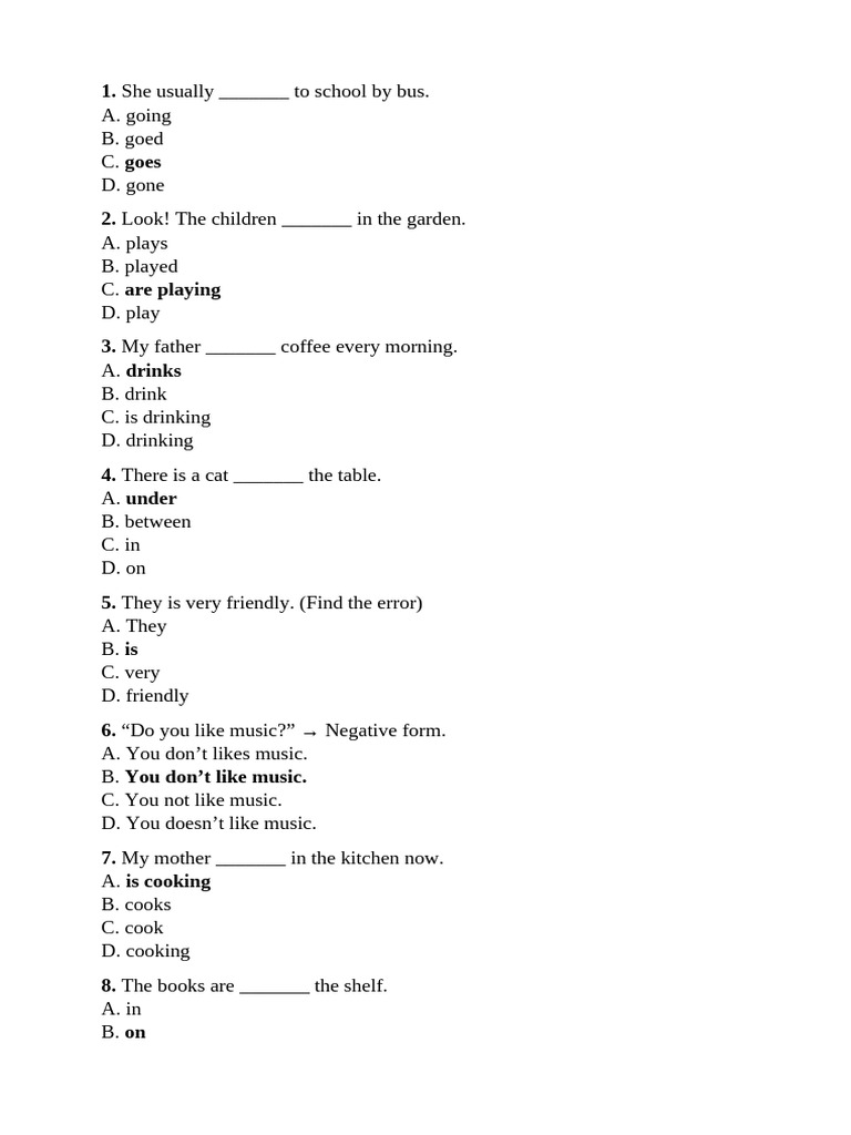 English Grammar Quiz: Fill in the Blanks | PDF