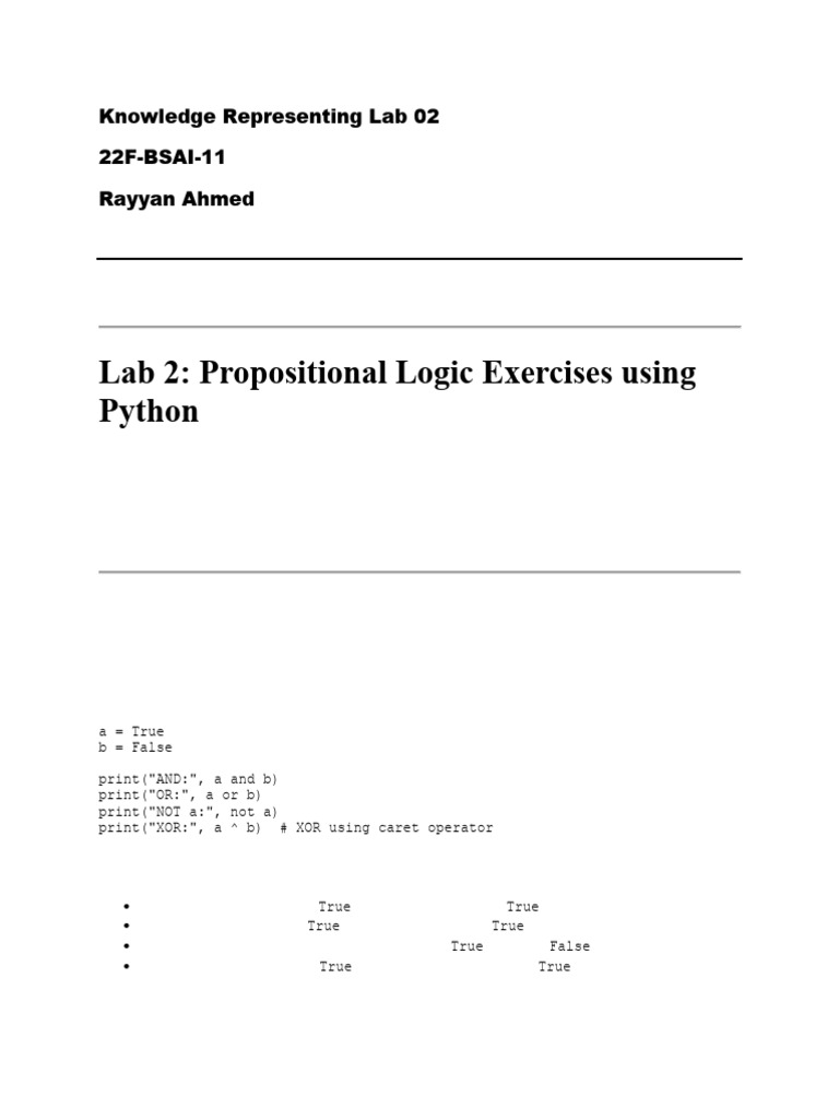 Knowledge Representing Lab 02 | PDF
