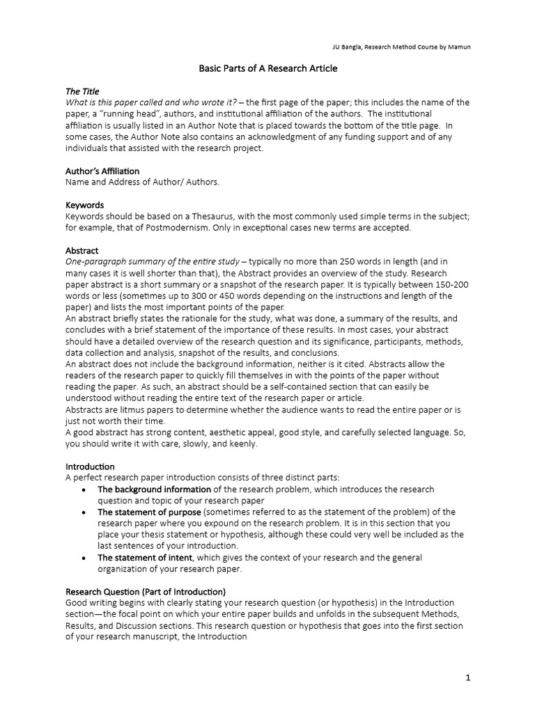 Research Article Structure Guide | PDF | Methodology | Statistics