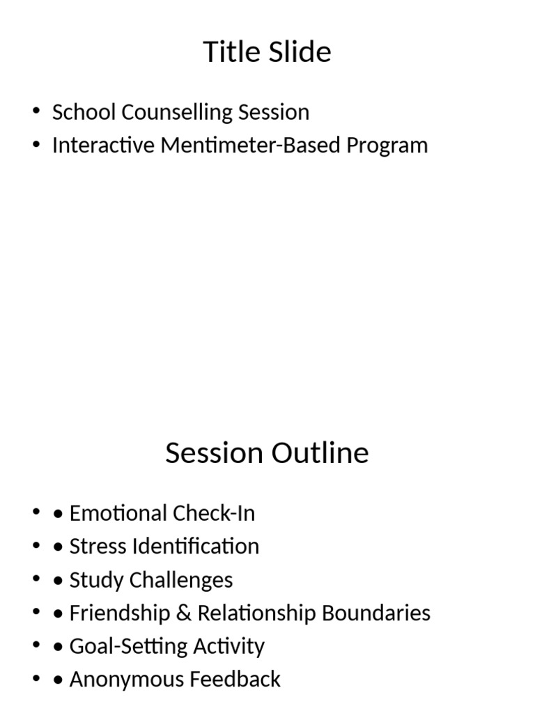 School Counselling Interactive Session Guide | PDF