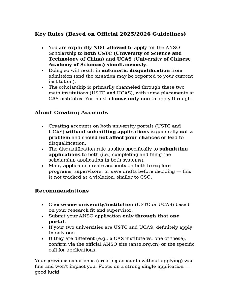 Key Rules FOR ANSO SCHOLARSHIP - 3 | PDF
