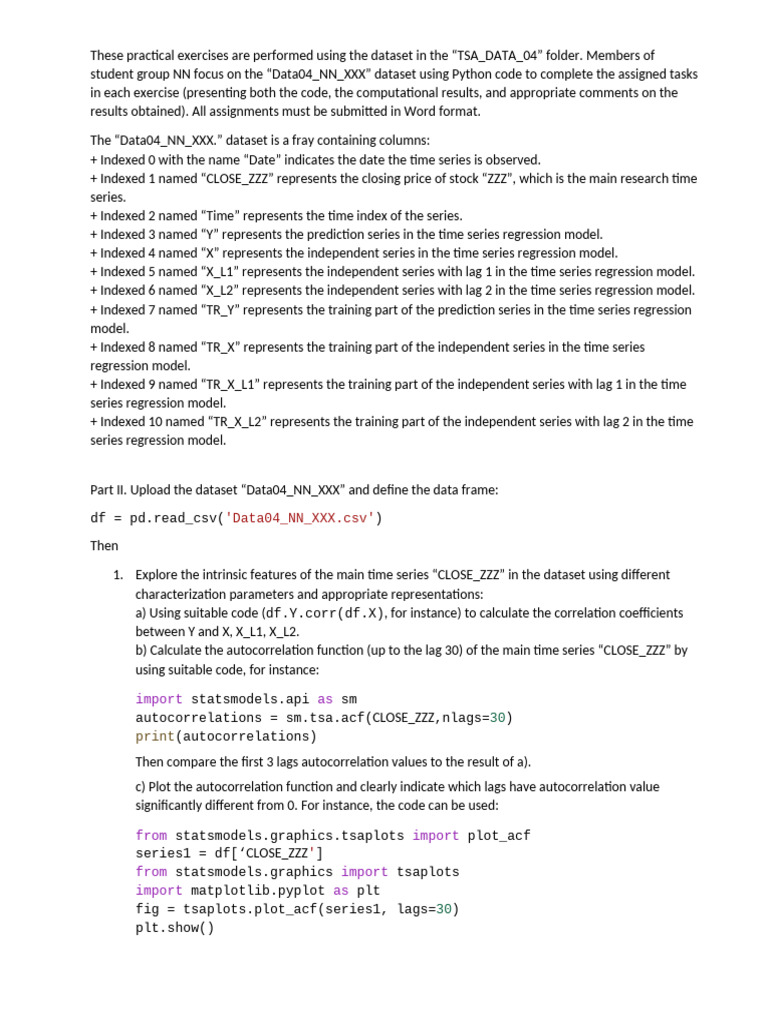 Time Series Analysis with Python Exercises | PDF | Autoregressive ...