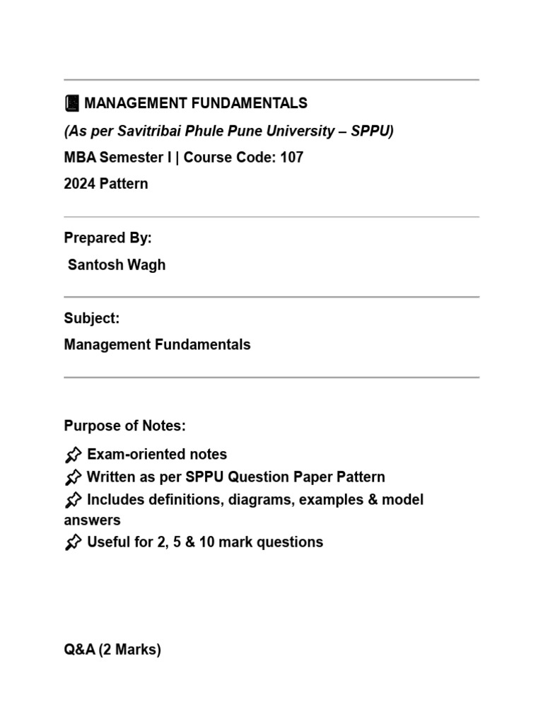 Management Fundamentals for MBA SPPU | PDF | Performance Appraisal ...