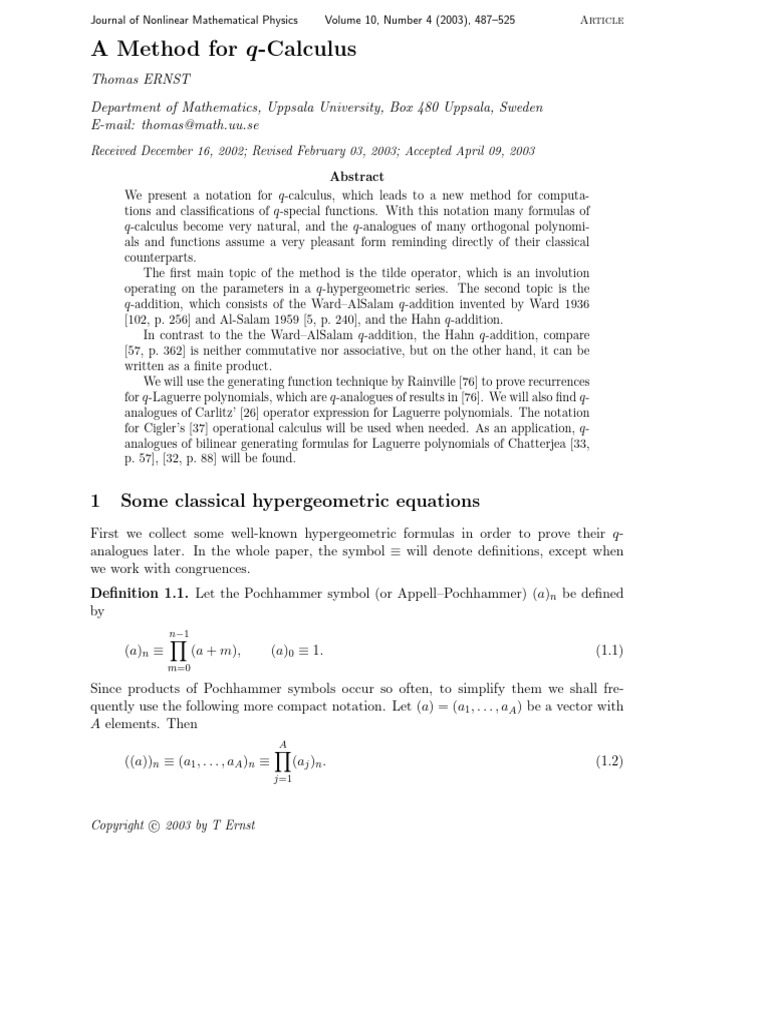 q-Calculus Method and Notation | PDF | Function (Mathematics) | Mathematics