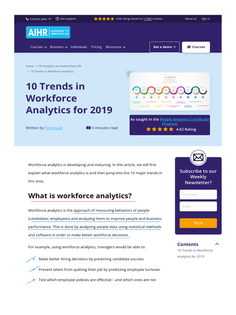 10 Trends in Workforce Analytics For 2019 - AIHR | PDF | Analytics ...