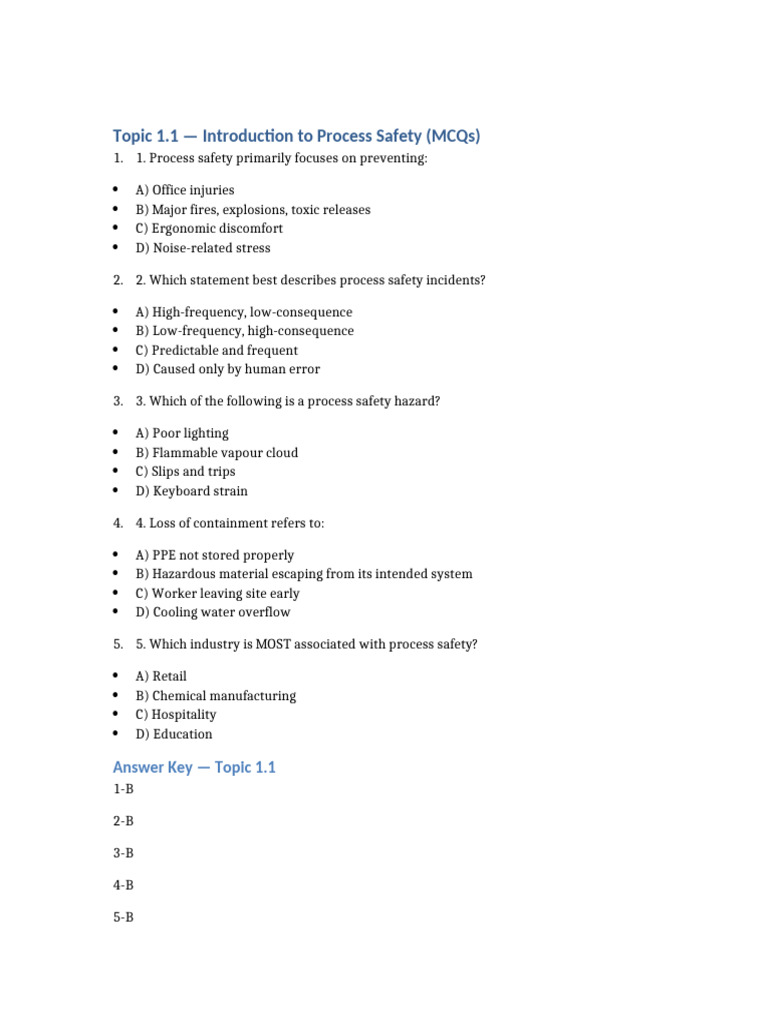 Topic 1 1 Process Safety | PDF