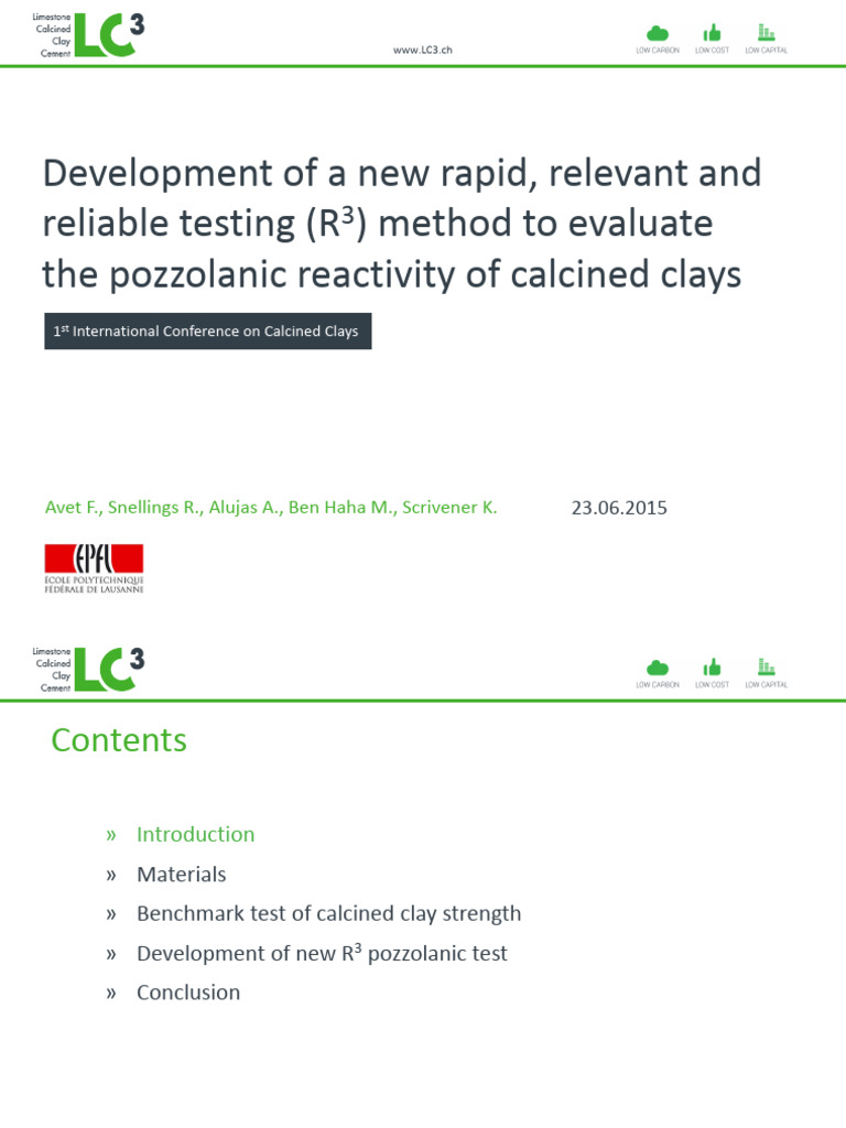 R3 Method for Evaluating Calcined Clays | PDF | Cement | Concrete