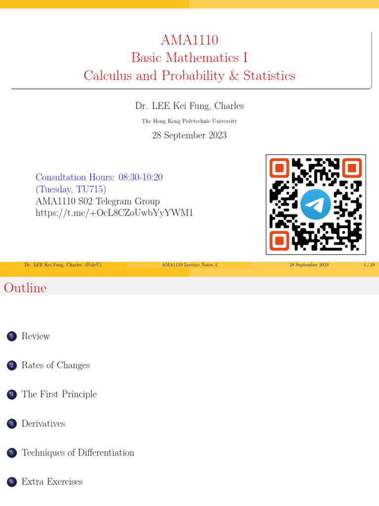 Calculus and Probability Lecture Notes | PDF | Derivative | Function ...