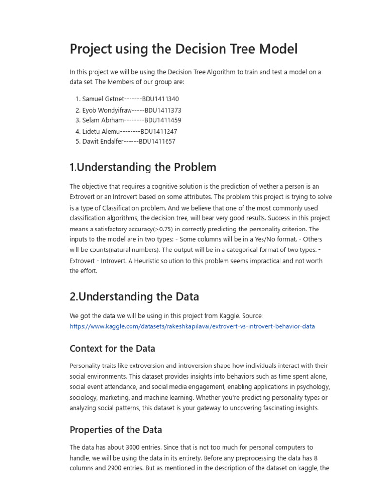 Decision Tree Model for Personality Prediction | PDF | Accuracy And ...