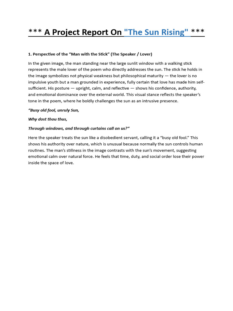 A Project Report on the Sun Rising | PDF