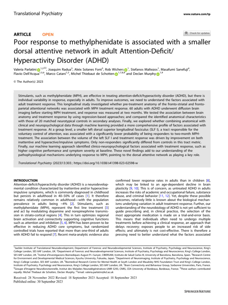 ADHD Treatment Response and Brain Anatomy | PDF | Attention Deficit ...