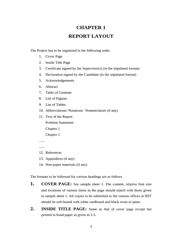 Project Report Formatting Guidelines | PDF | Paper | Table Of Contents