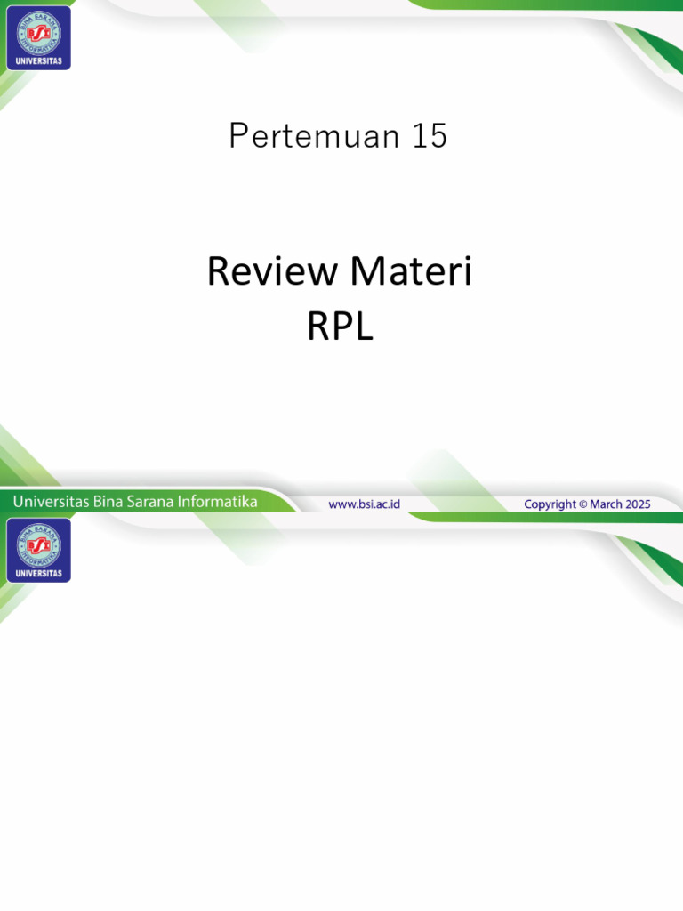 Pertemuan 15: Review Materi RPL | PDF