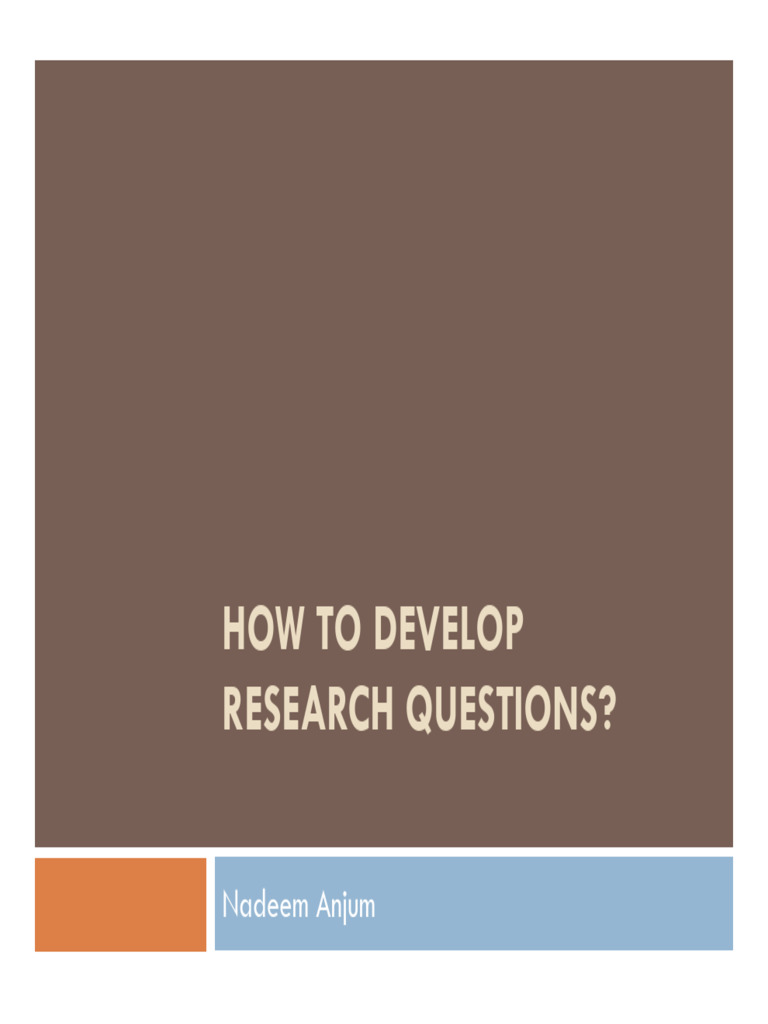 How To Develop Research Questions | PDF | Cognition | Methodology
