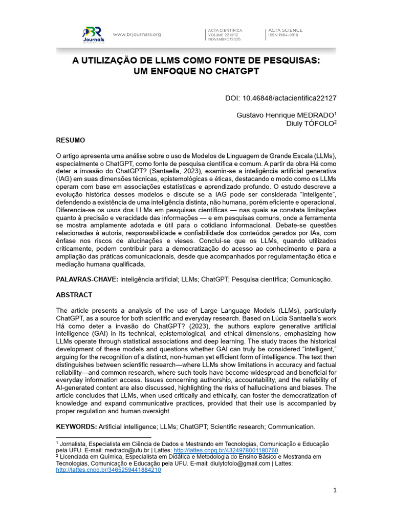 LLMs e ChatGPT: Pesquisa e Ética | PDF | Inteligência artificial ...