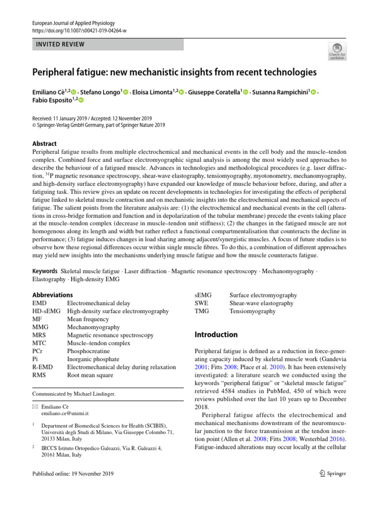 Insights on Peripheral Muscle Fatigue | PDF | Nuclear Magnetic ...