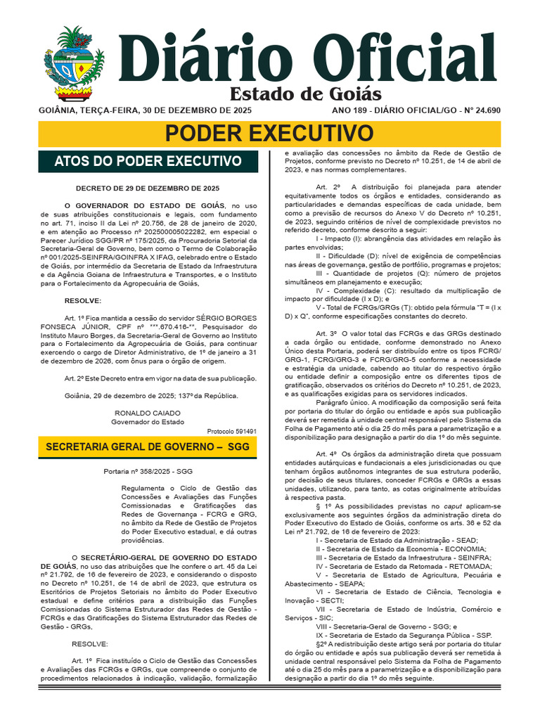 Decreto e Portaria do Governo de Goiás | PDF | Emenda Constitucional ...