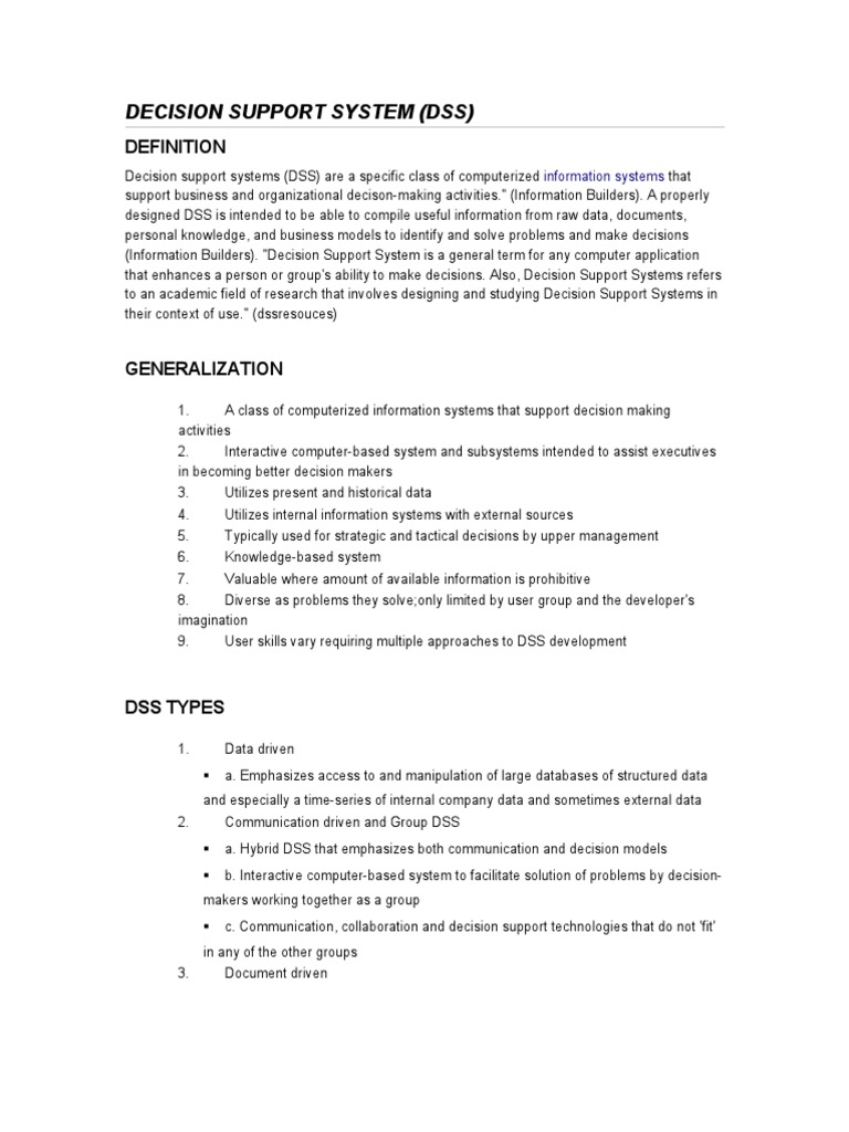 Understanding Decision Support Systems | PDF | Decision Support System ...