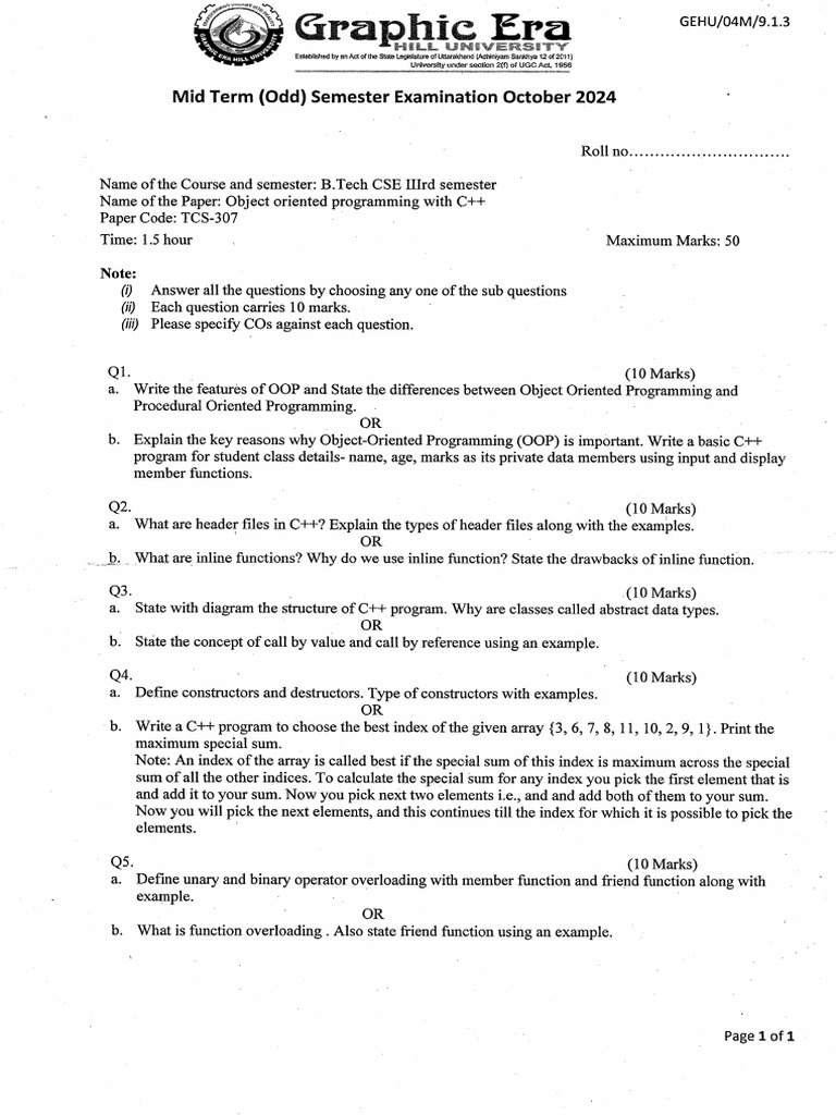 Tcs307 Midsem 2024 Oct 2 | PDF