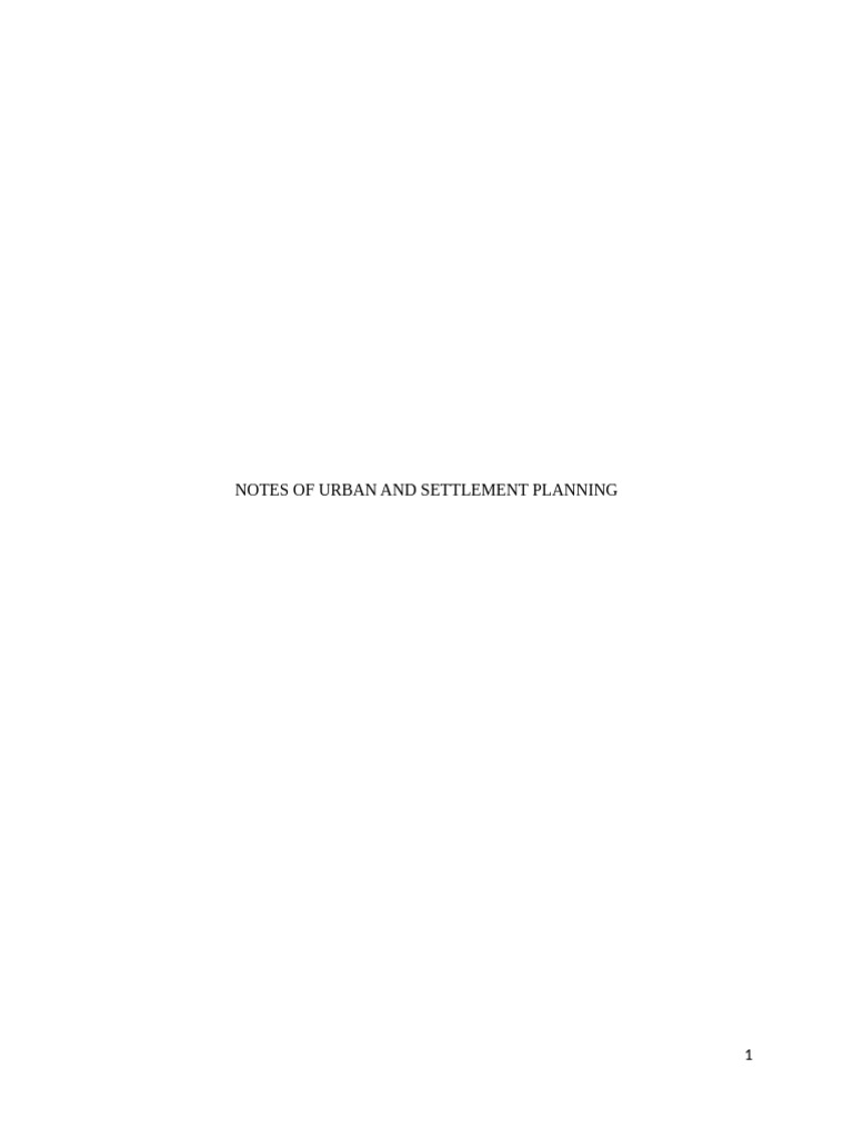 Urban and Settlement Planning Overview | PDF | City | Urban Planning