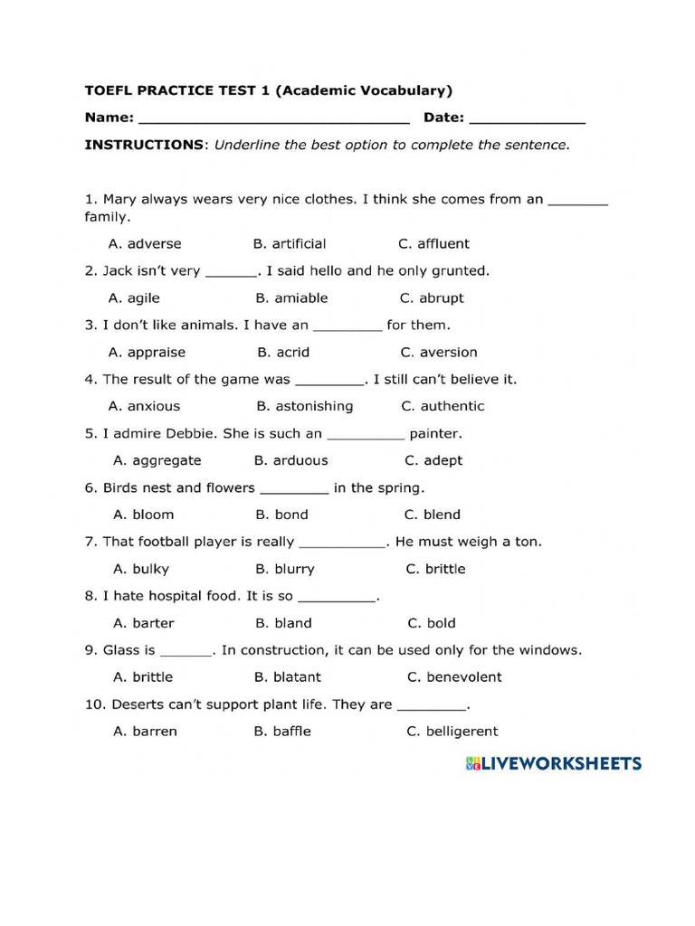 TOEFL Practice | PDF
