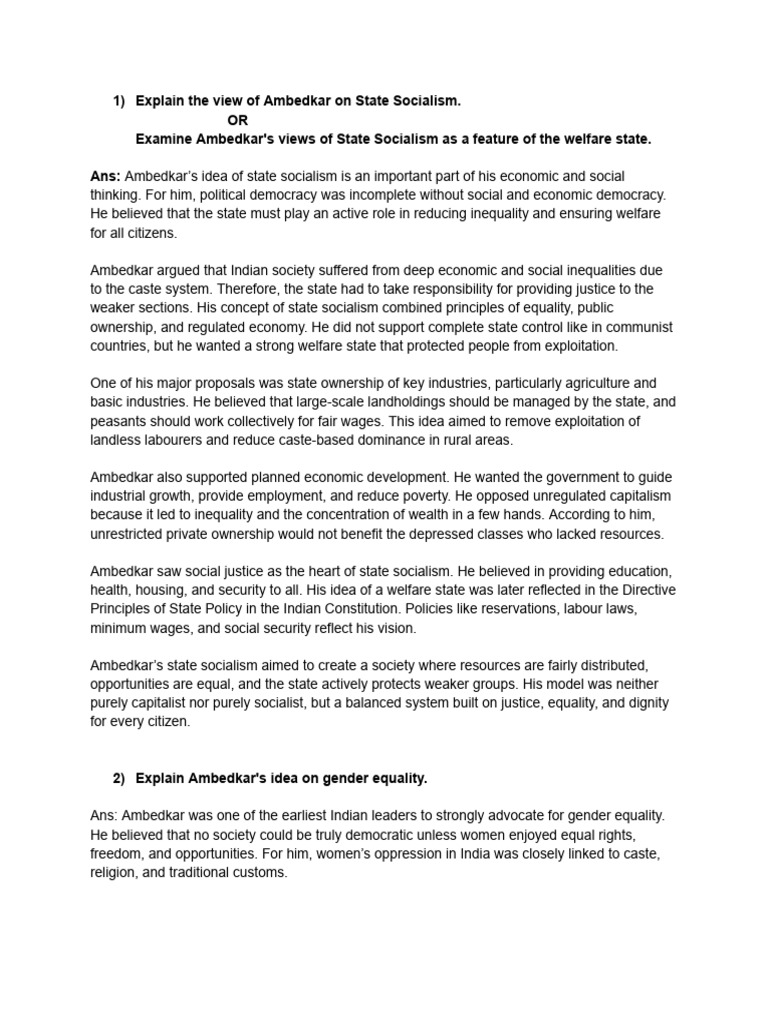 Ambedkar's Views on Social Justice and Caste | PDF | Socialism | Caste