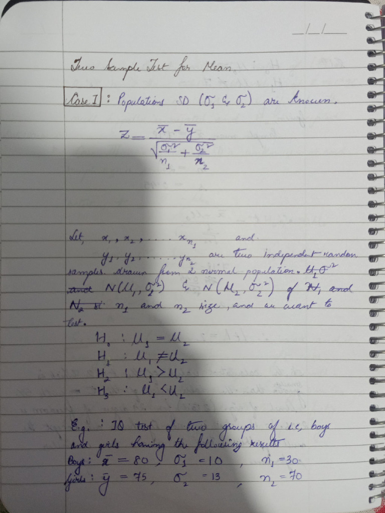 Two Sample Test For Mean | PDF