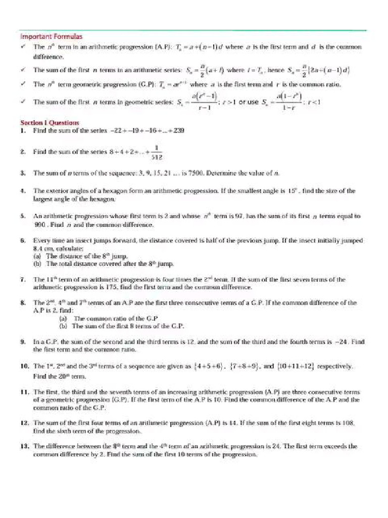 Mathematics Sequences and Series | PDF