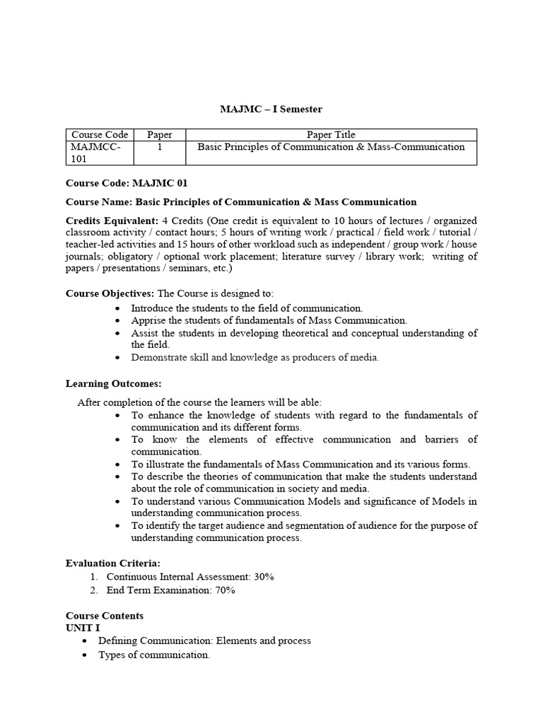 Basic Principles of Communication Course | PDF | Communication ...