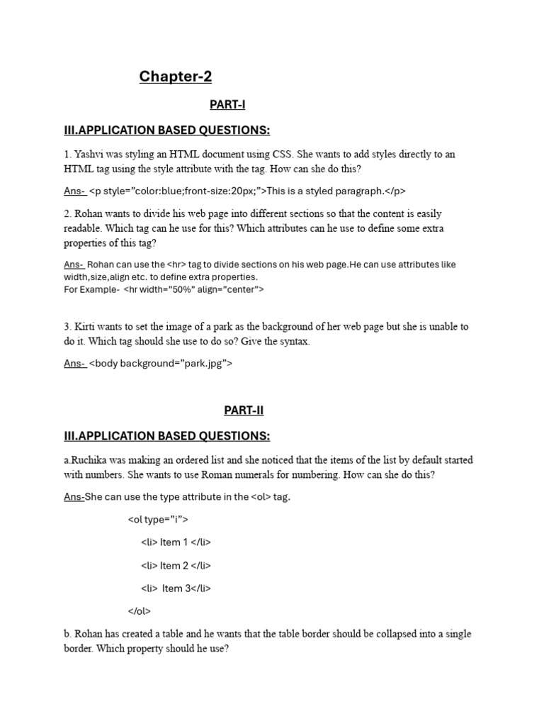 HTML and CSS Application Questions | PDF | Html Element | Html