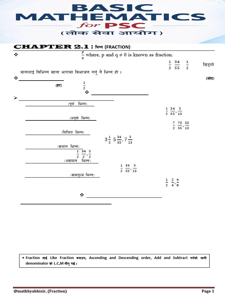 Chapter 2.1 Fraction | PDF | Mathematics | Mathematical Concepts