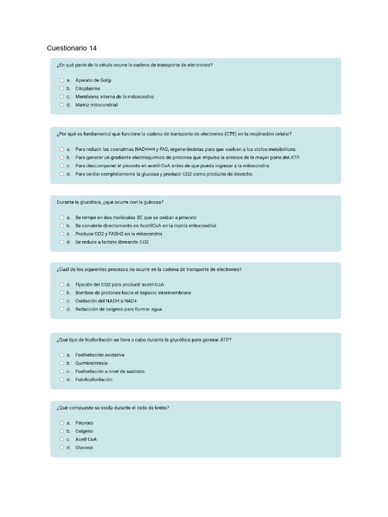 Cuestionario 14 BIO | PDF
