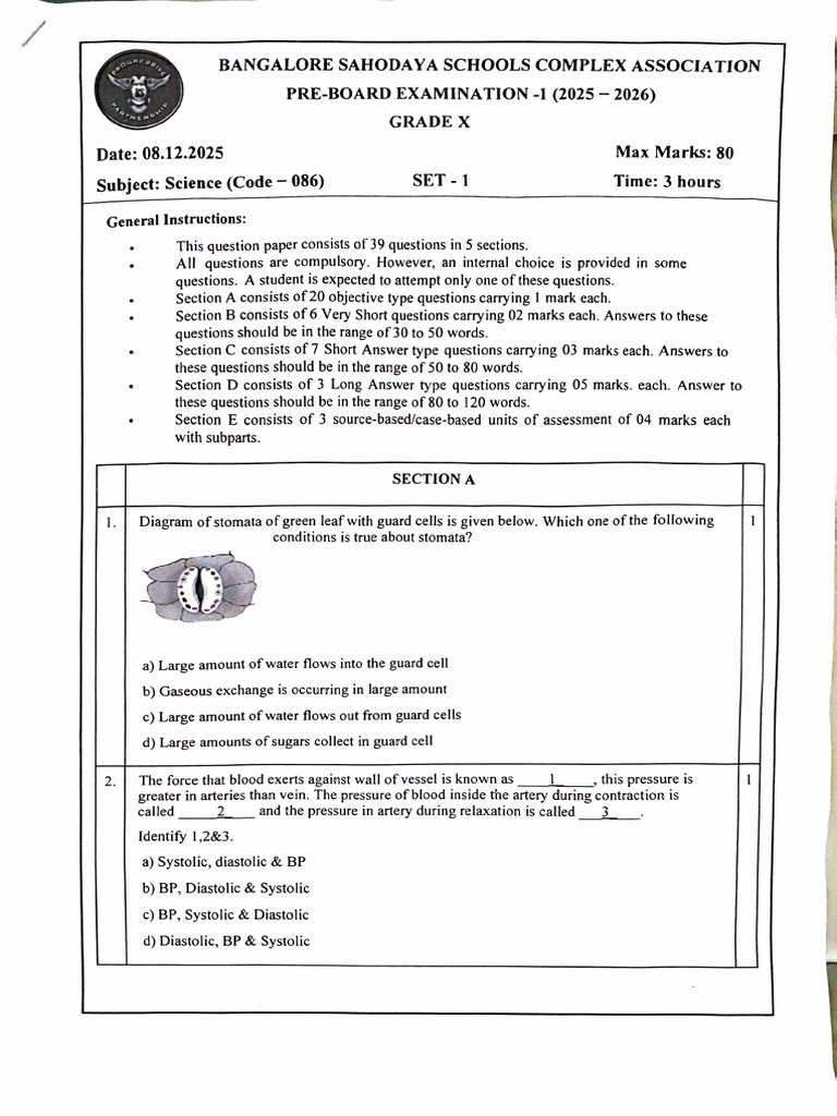Sahodaya PB1 Science | PDF
