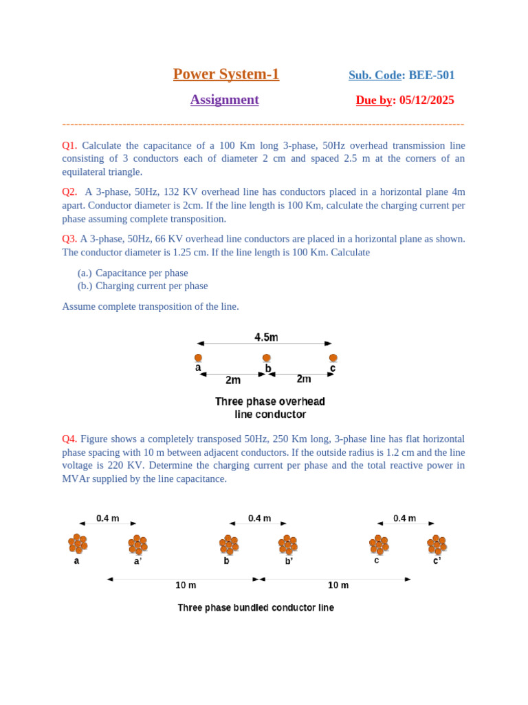 Power System1 Assignment 2025-26 | PDF