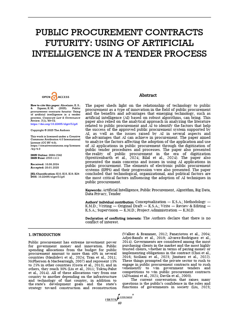 AI in Public Procurement Tenders | PDF | Artificial Intelligence ...