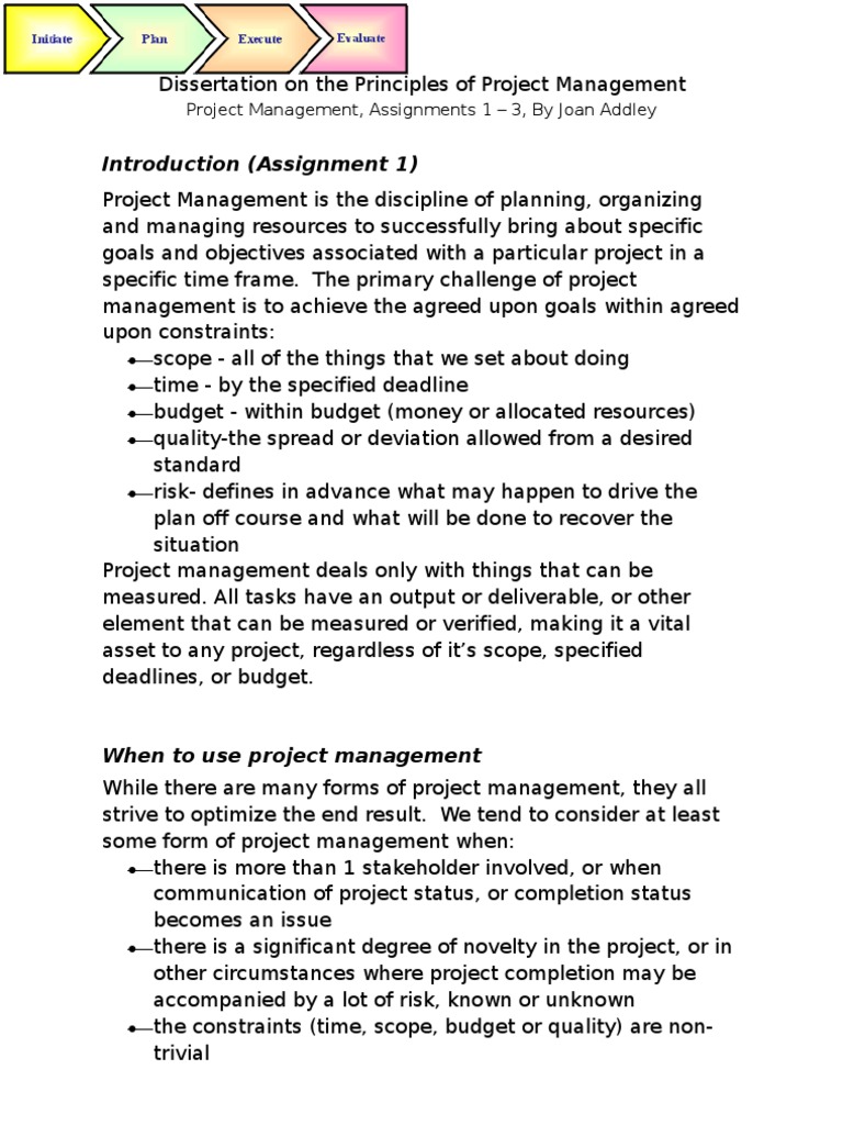 ideas for project management assignment