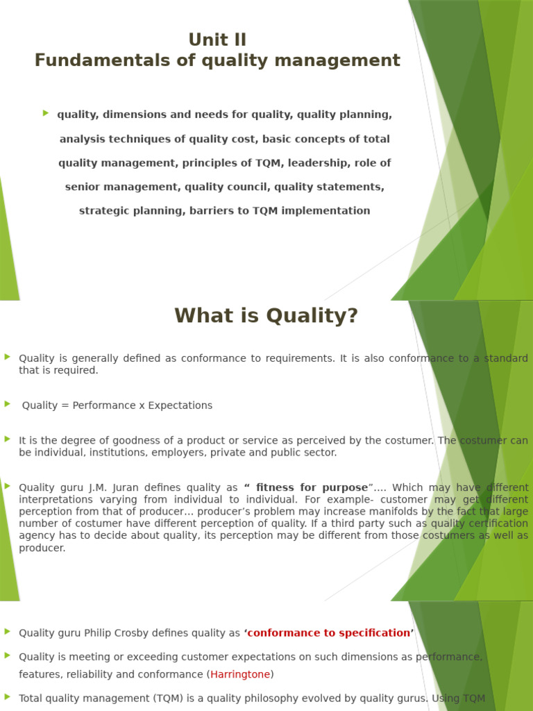 Quality Management Fundamentals Explained | PDF | Strategic Management ...