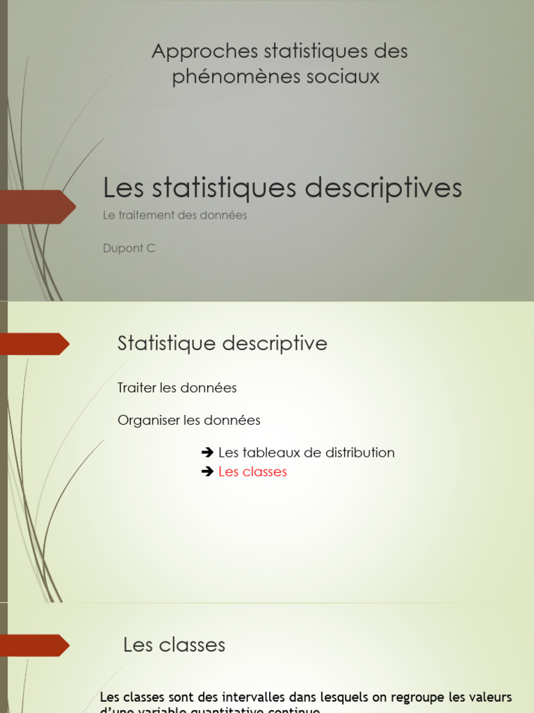 Statistiques descriptives et classes de données | PDF | Statistiques ...