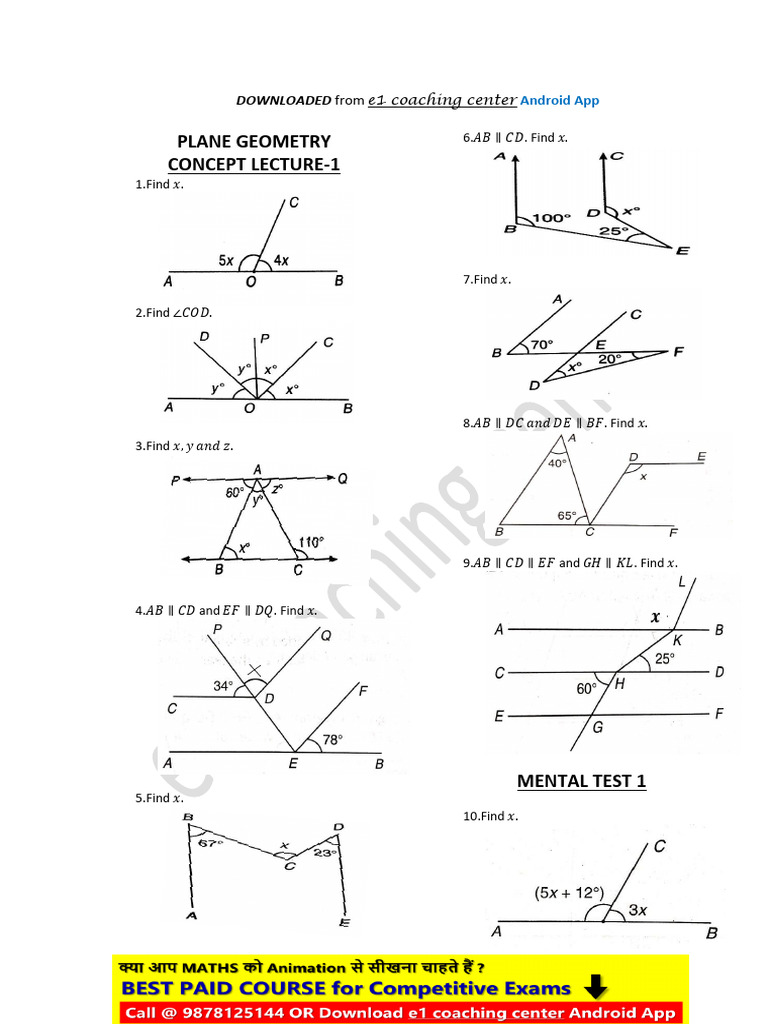 00 Plane Geometry PDF Notes | PDF