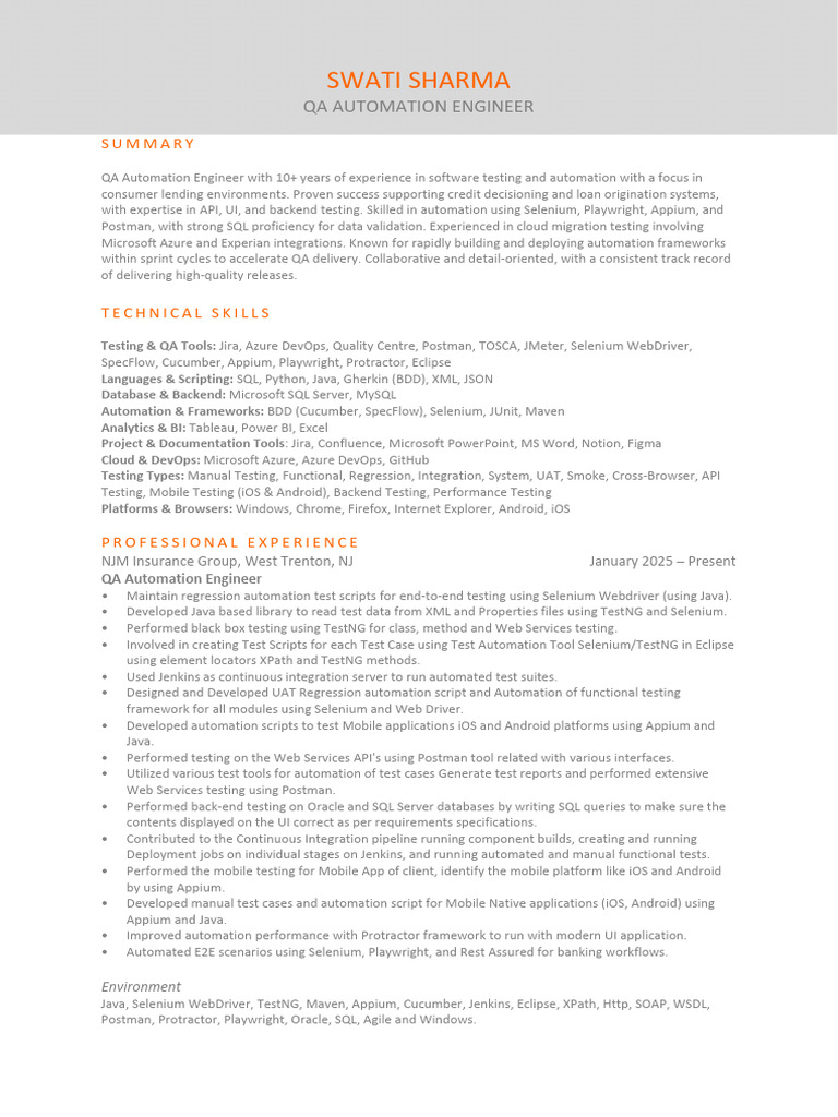 Sharma, Swati QA | PDF | Selenium (Software) | Software Testing