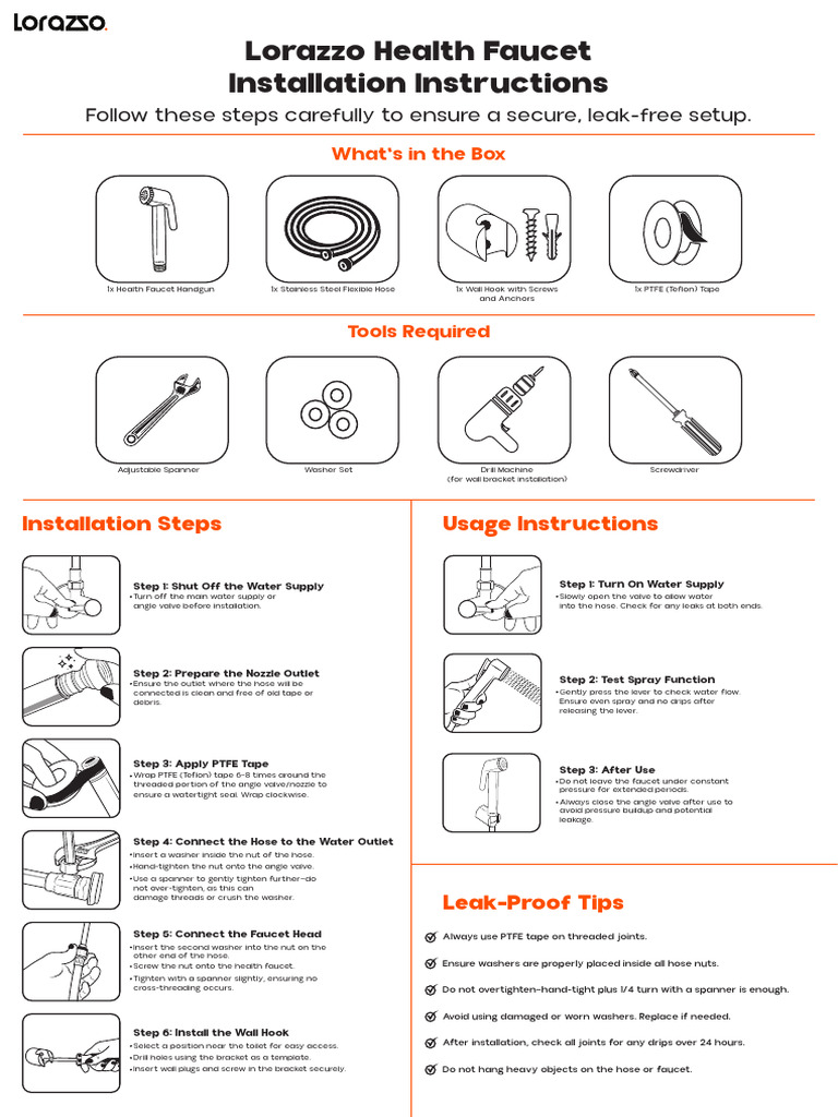 Lorazzo Imperial Health Faucet Installation Instructions 4 | PDF | Tap ...