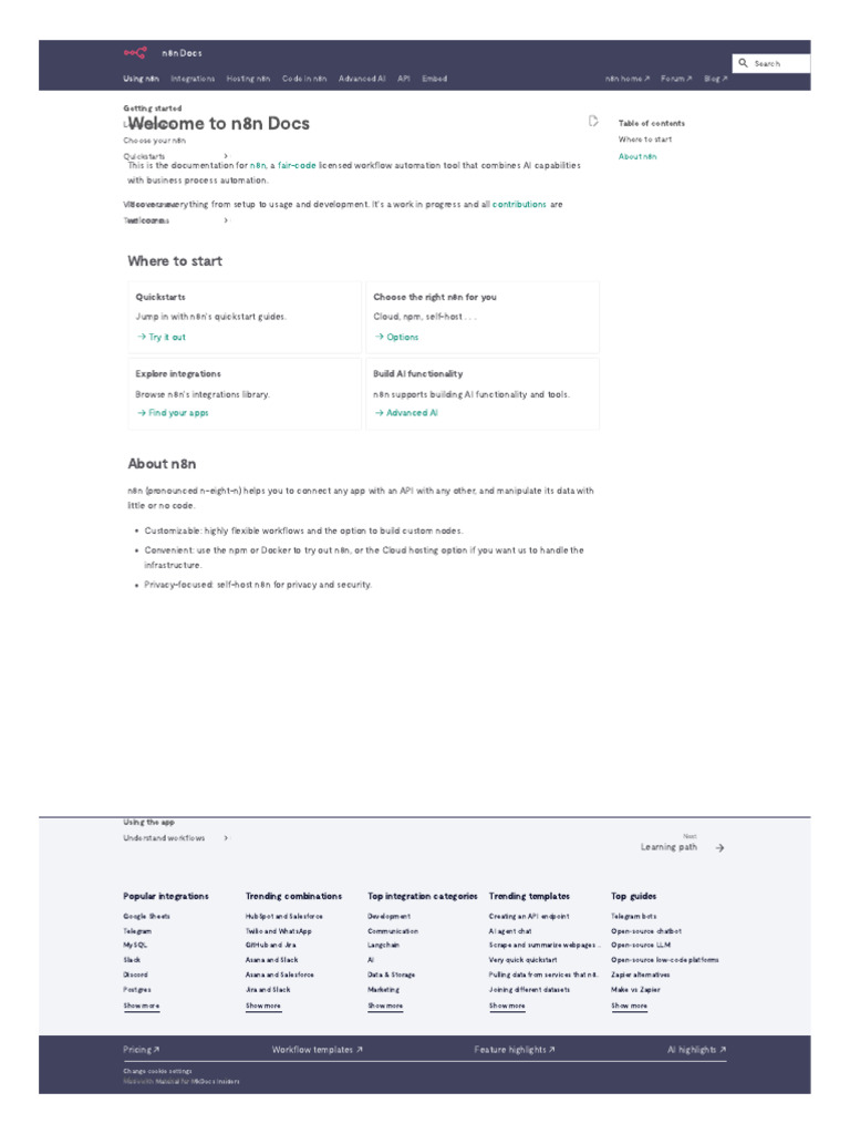 n8n Workflow Automation Documentation | PDF | Cloud Computing ...