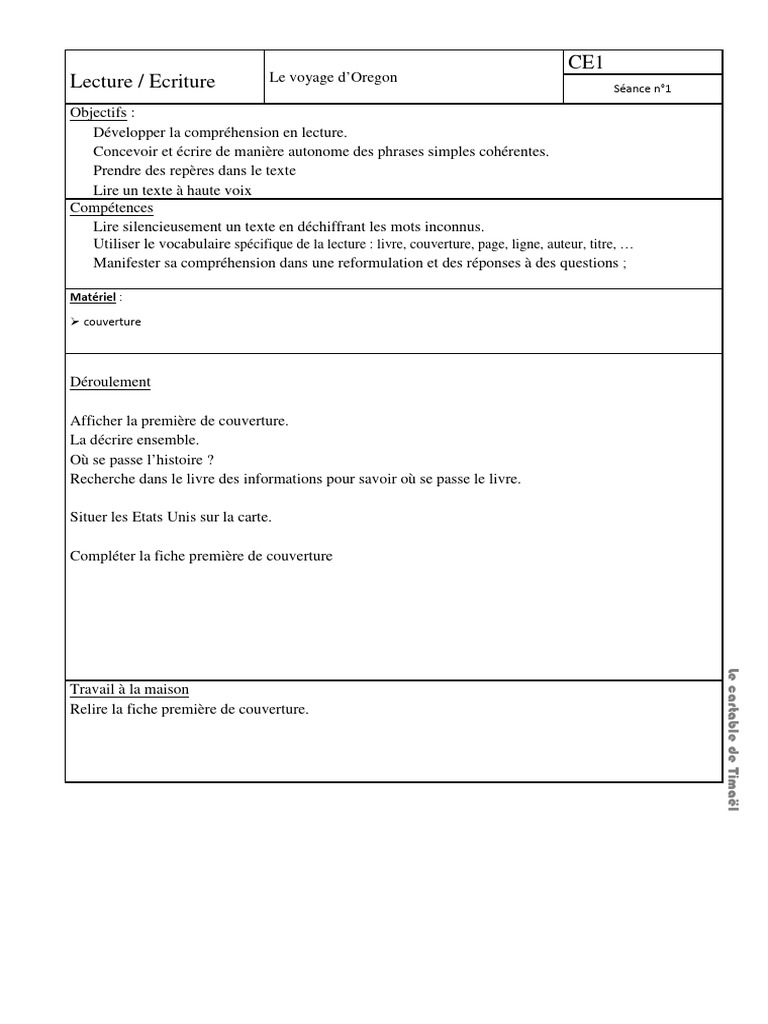 Lecture CE1 : Le Voyage d'Oregon | PDF