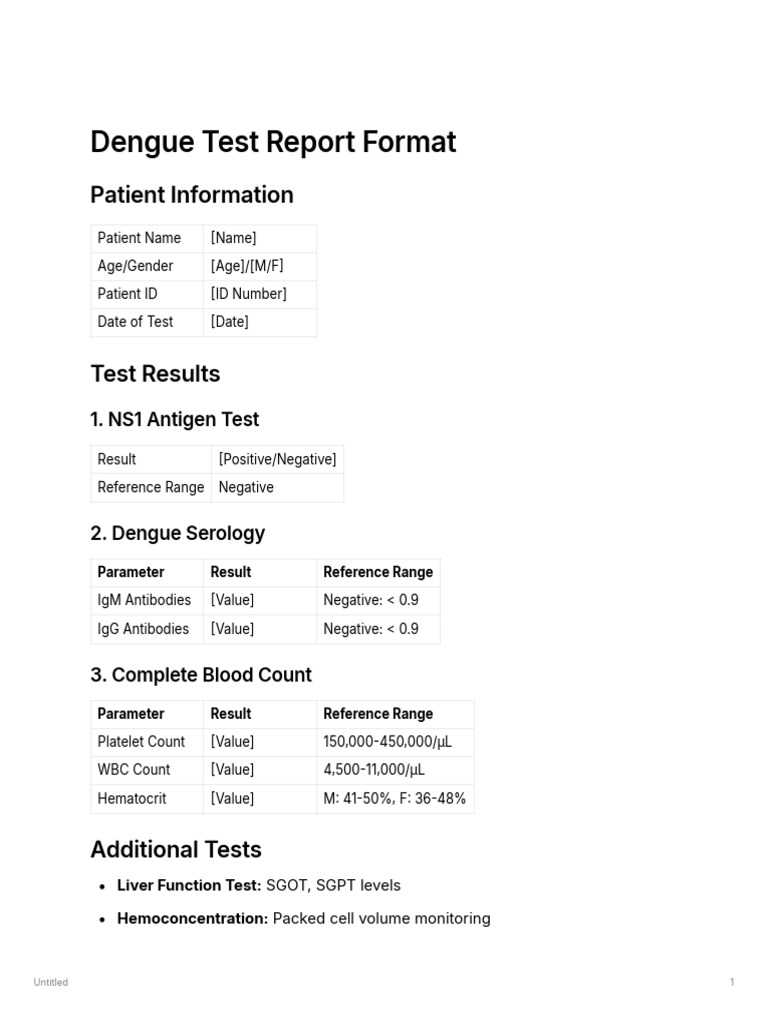 Dengue Test Report Template | PDF