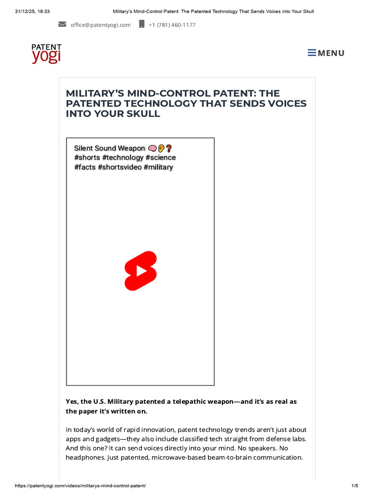 Military's Mind-Control Patent - The Patented Technology That Sends ...