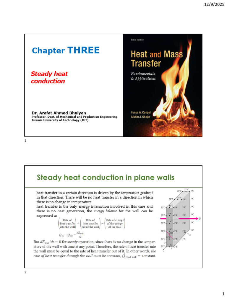 Steady Heat Conduction in Walls and Pipes | PDF | Thermal Conduction ...