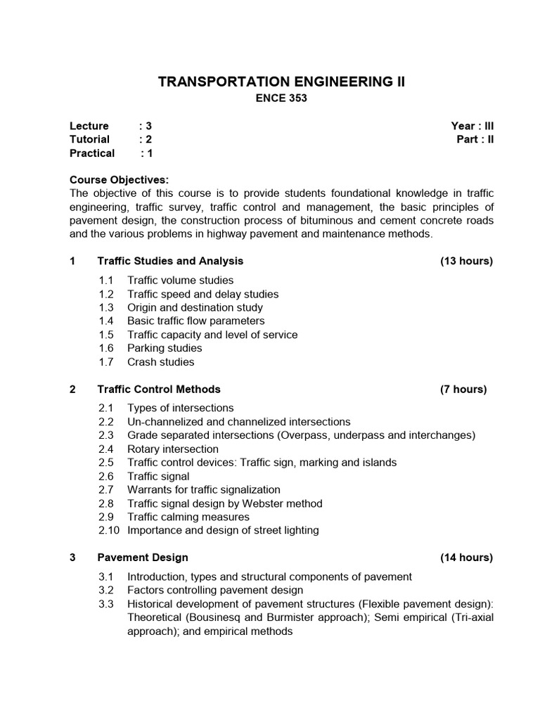 Transportation Engineering II Course Overview | PDF | Road Surface | Road