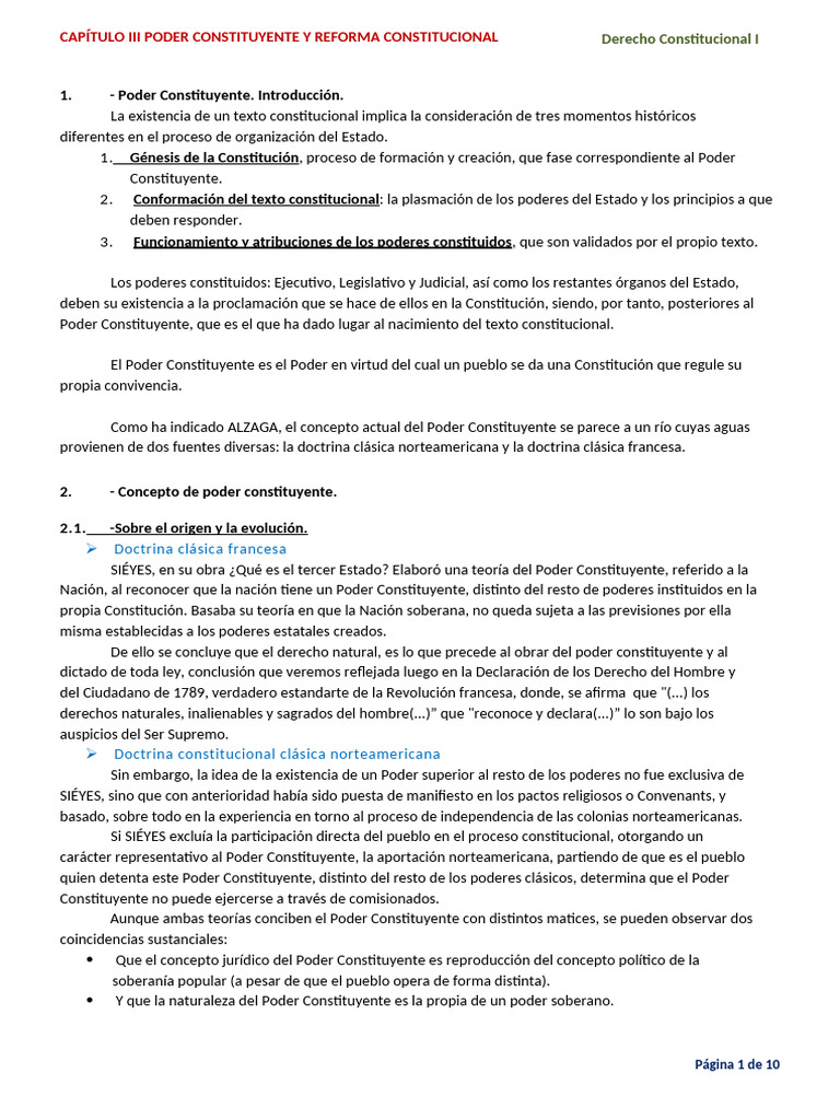 3 CAPITULO III PODER CONSTITUYENTE Y REFORMA CONSTITUCIONAL | PDF ...